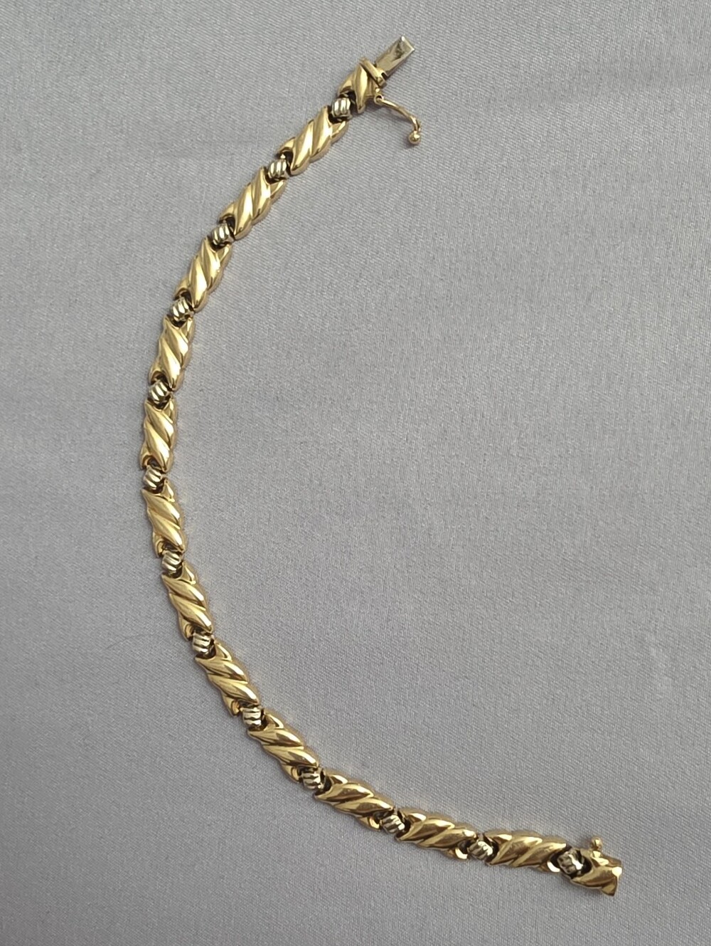 14k Two Tone Yellow And White Gold  Link Bracelet -